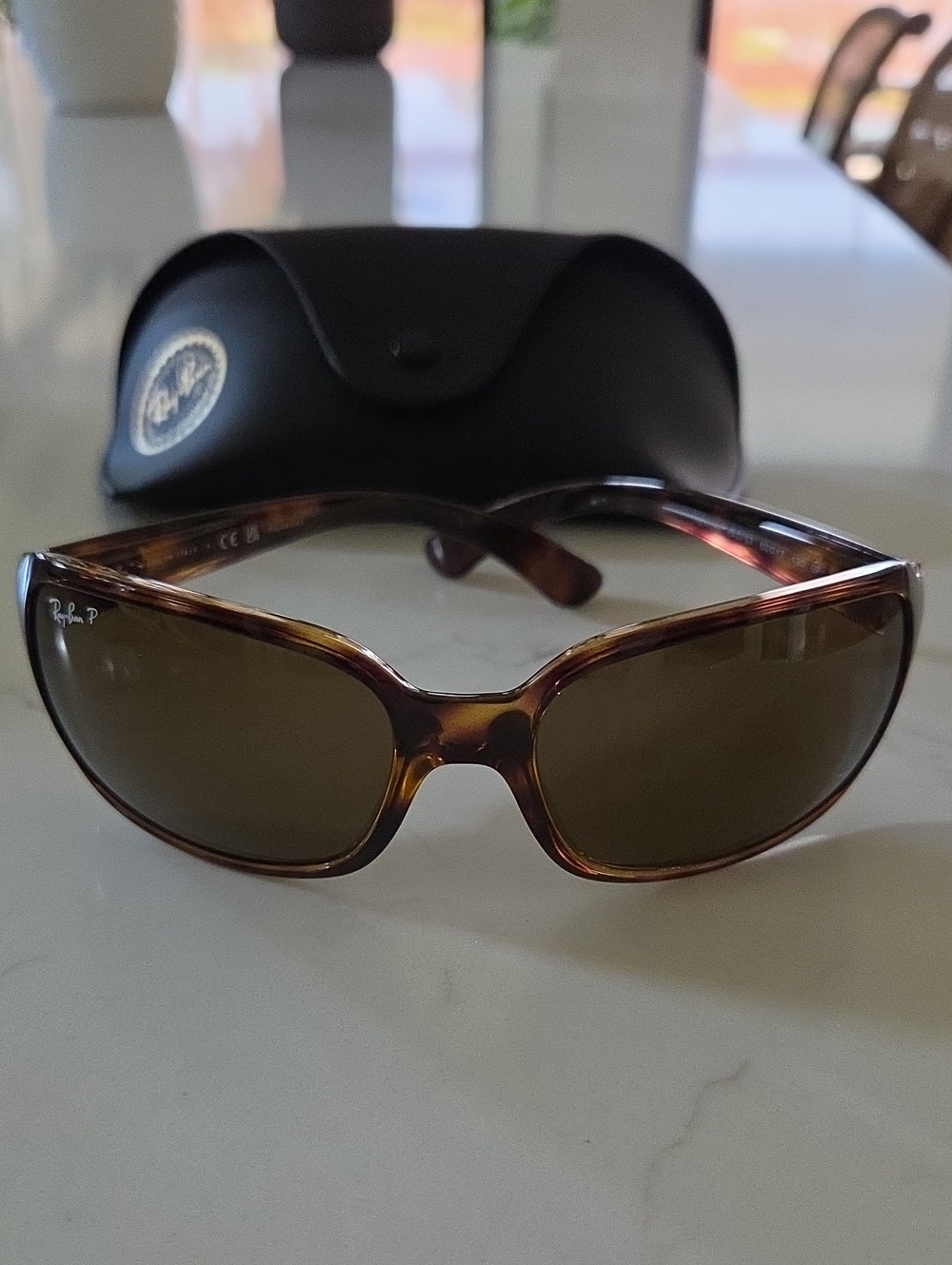 Ray-Ban 4068 Polarized Women's Tortoise Frame Brown Lens Sunglasses